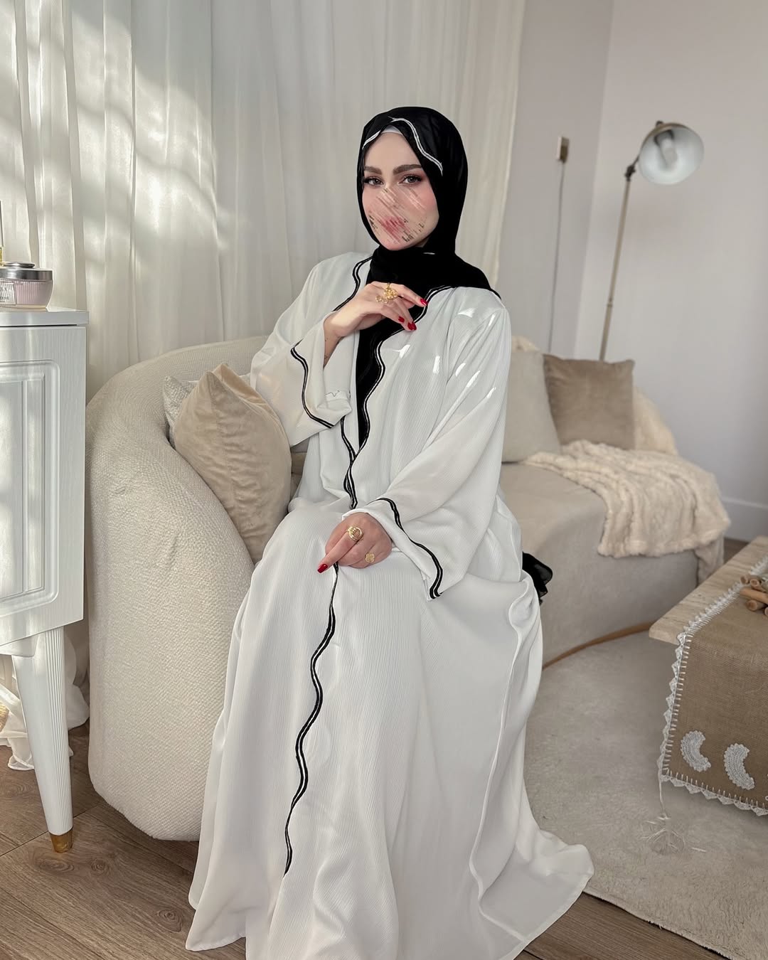 Noir Touch – 3-Piece Abaya Set