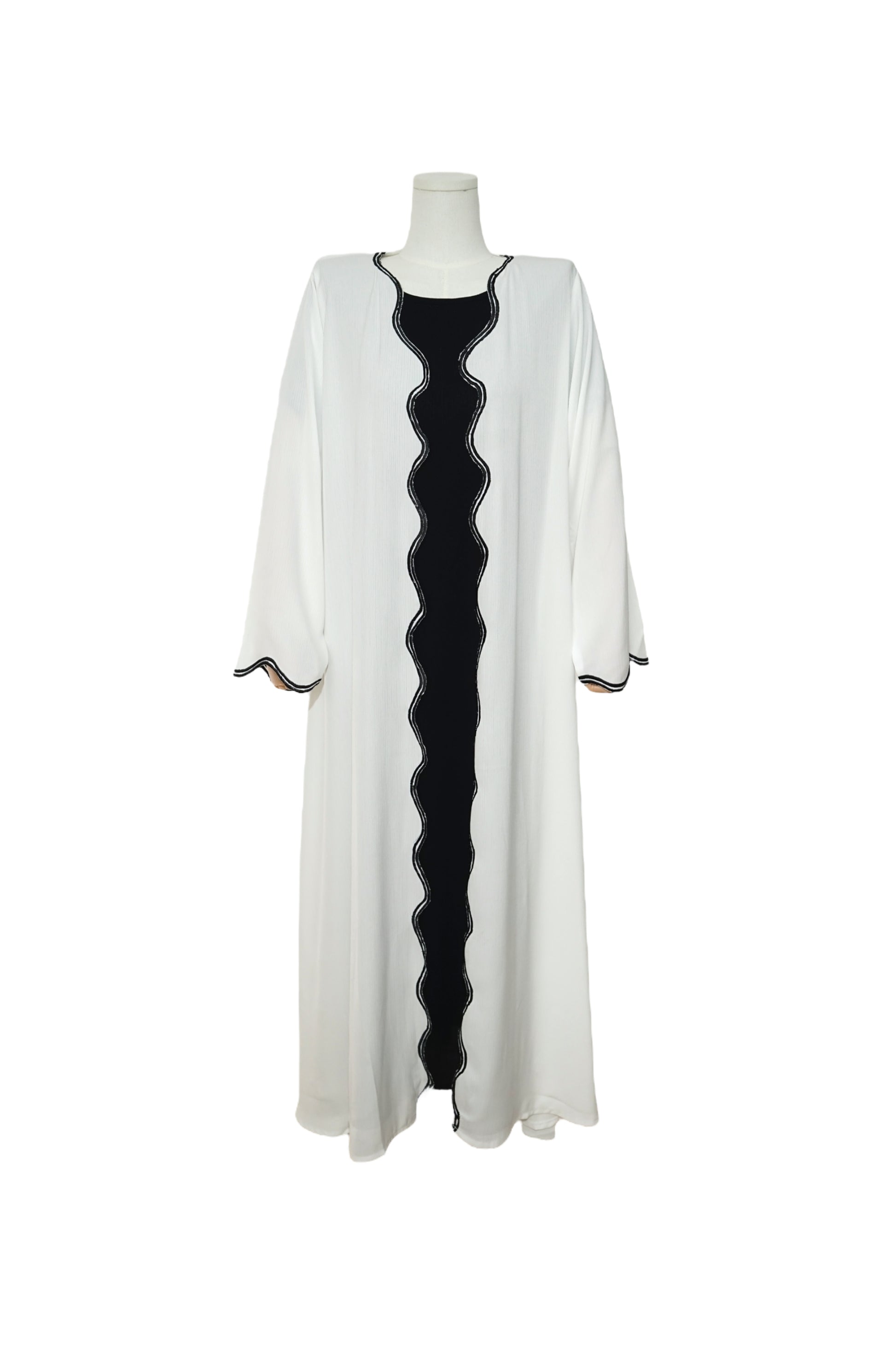 Noir Touch – 3-Piece Abaya Set