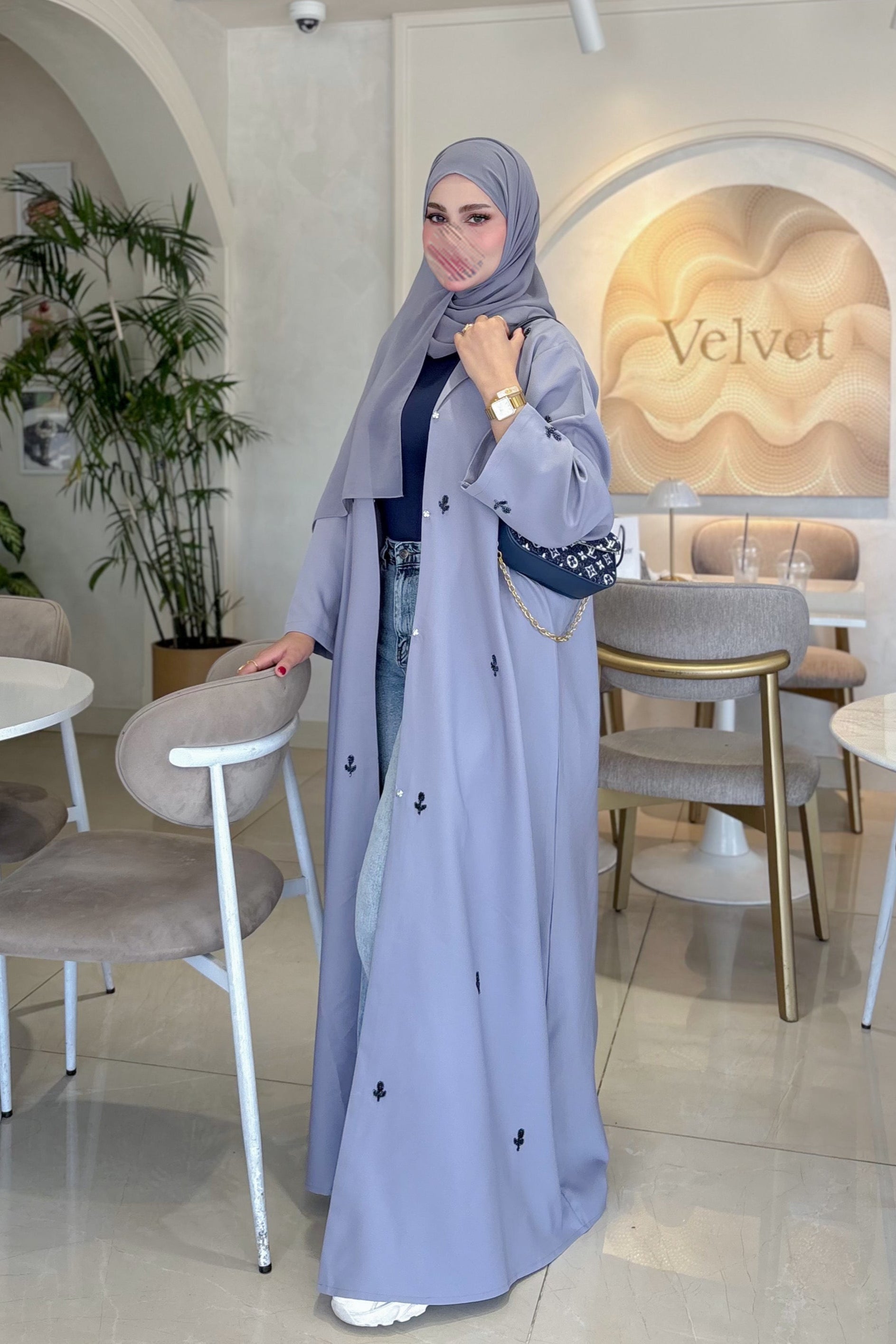 Slate Lavender – 2-Piece Abaya Set