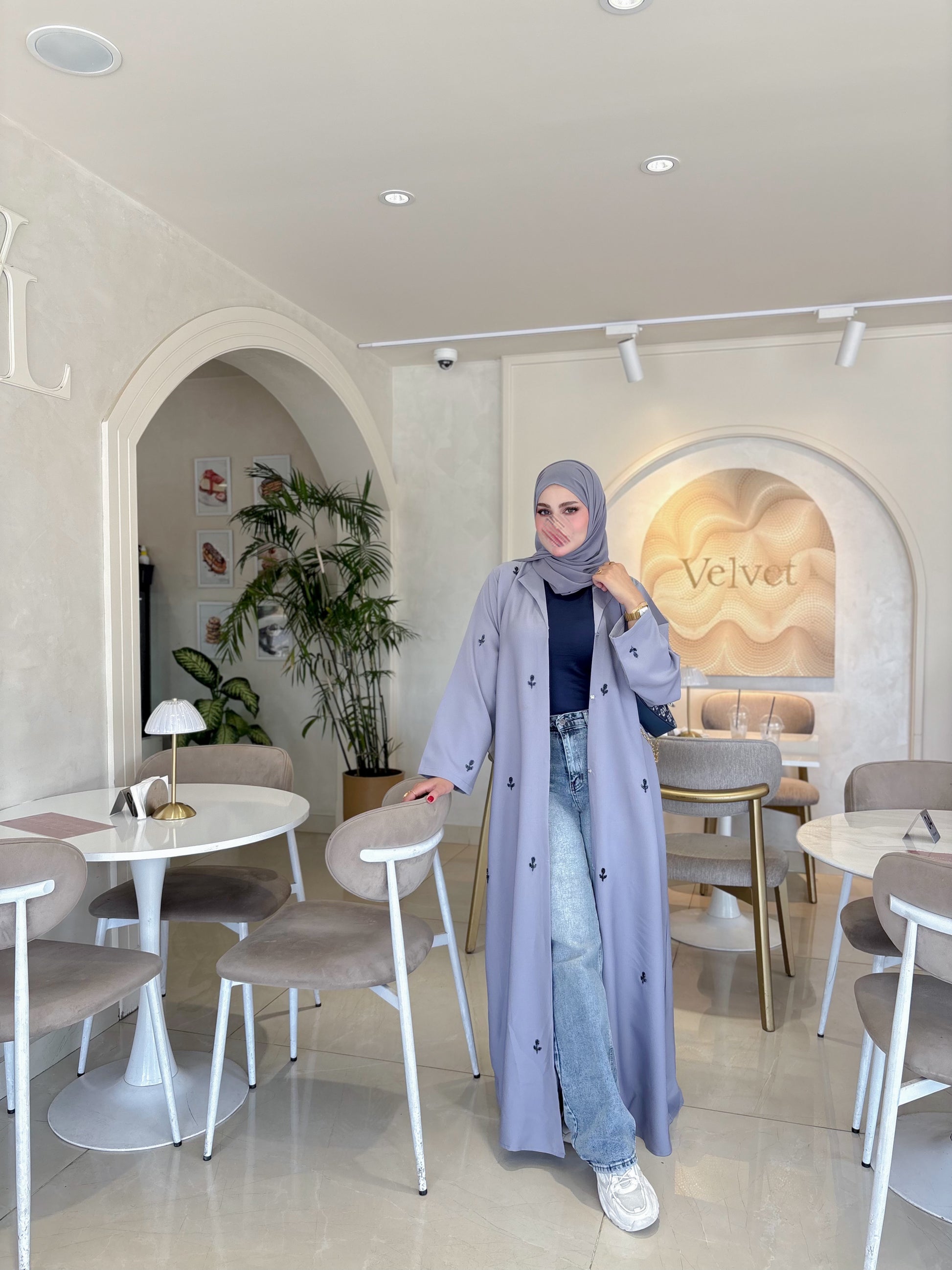 Slate Lavender – 2-Piece Abaya Set