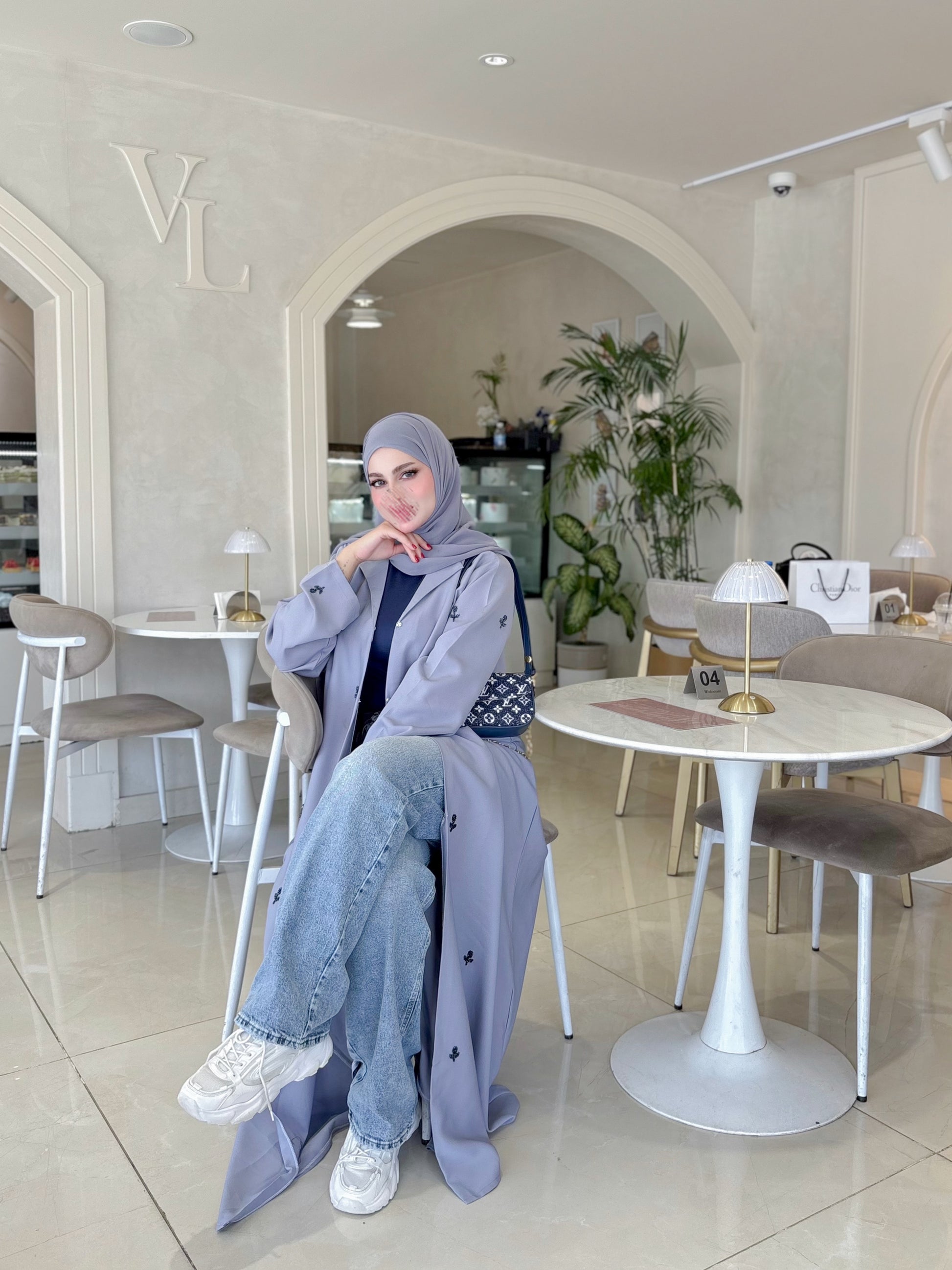 Slate Lavender – 2-Piece Abaya Set