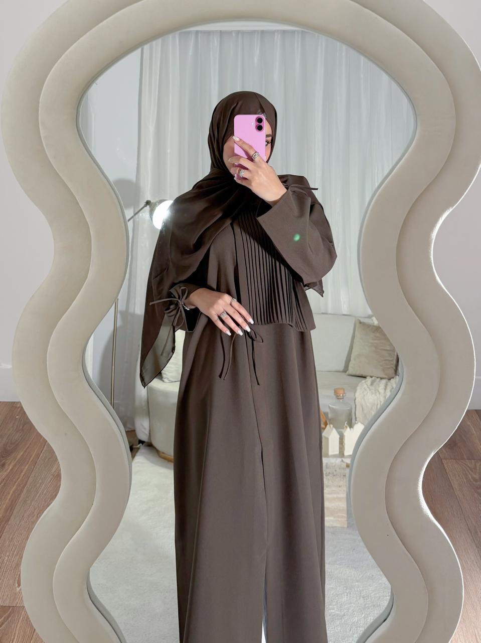 Cocoa Folds – 2-Piece Abaya Set