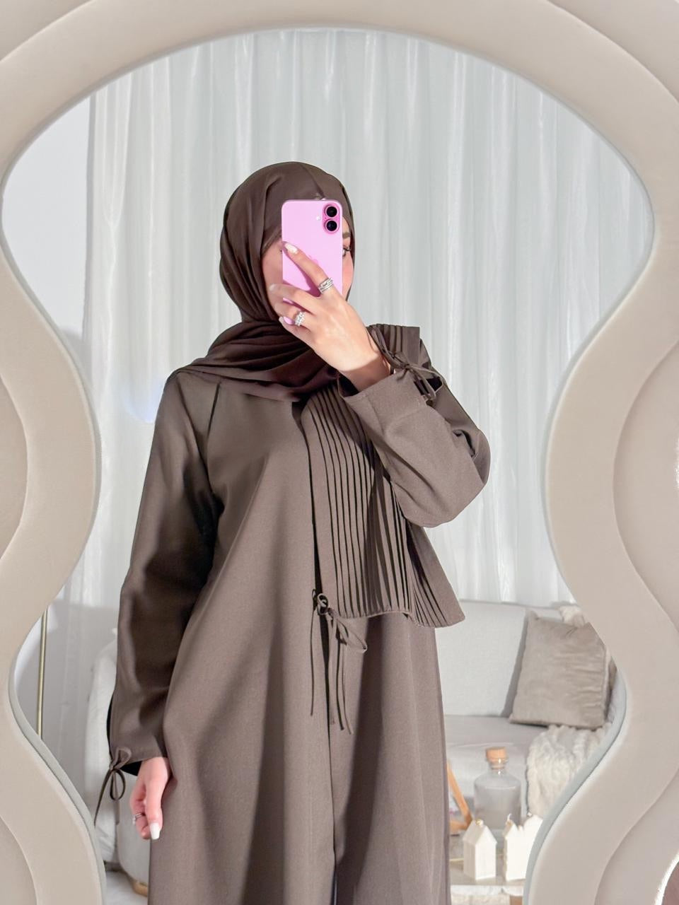 Cocoa Folds – 2-Piece Abaya Set
