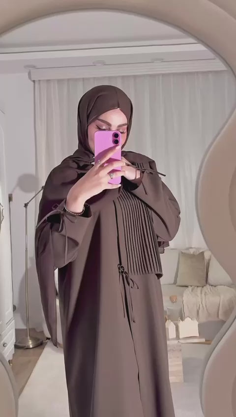 Cocoa Folds – 2-Piece Abaya Set
